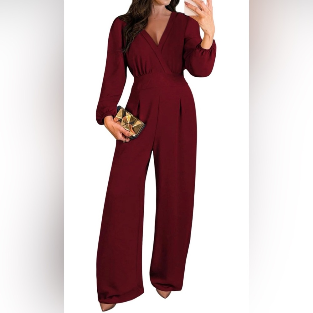 Burgundy Women’s Long Sleeve Jumpsuit